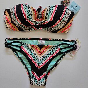 New Sundazed Animal Print Bikini Set 2 Pieces Top Push Up 32 D, Bottom XS